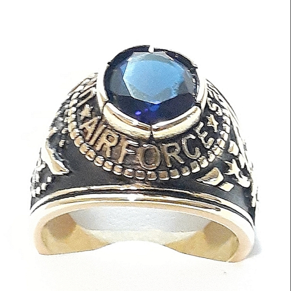Mens USA Solitaire Airforce‎ Blue Gem Rings